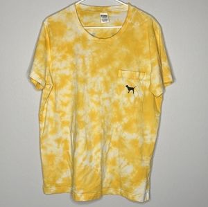 PINK victorias secret yellow tie dyed t-shirt